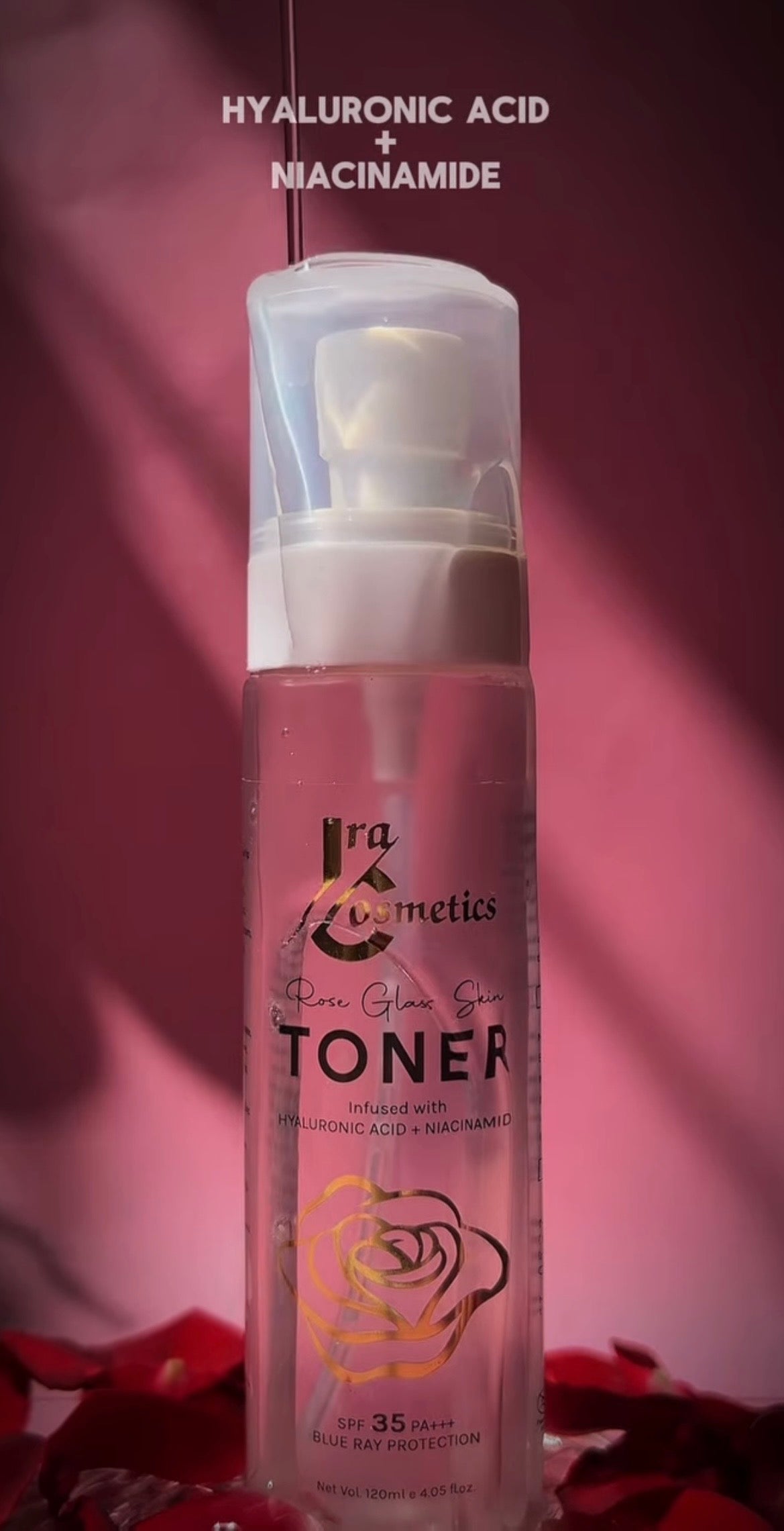 IRA Cosmetics Rose Glass Skin TONER - Infused with Hyaluronic Acid & Niacinamide