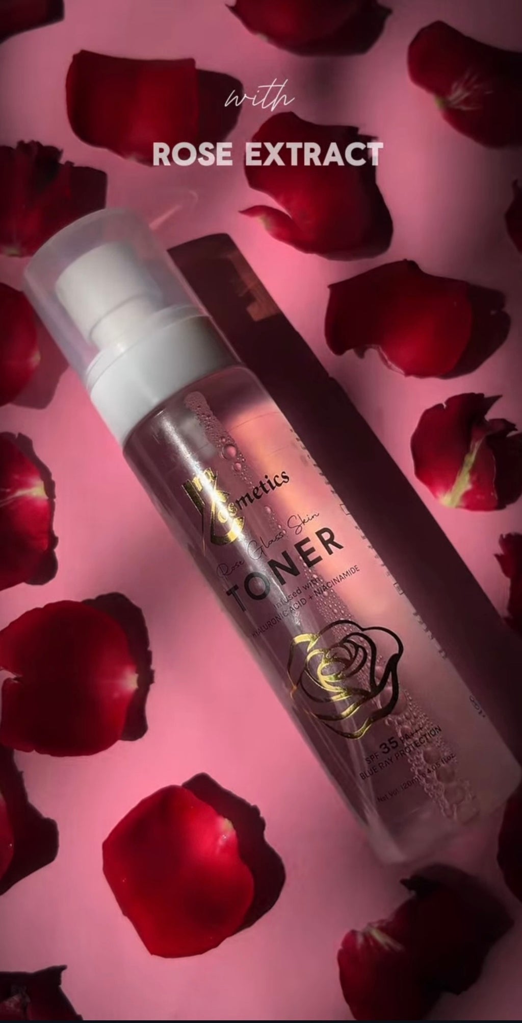 IRA Cosmetics Rose Glass Skin TONER - Infused with Hyaluronic Acid & Niacinamide