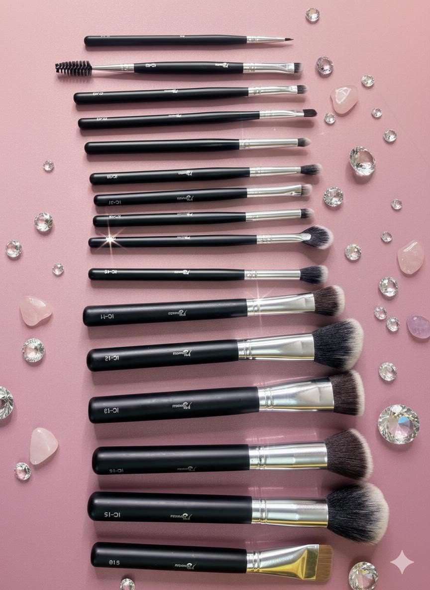 16-Piece Complete Professional Makeup Brush Set with Travel Pouch