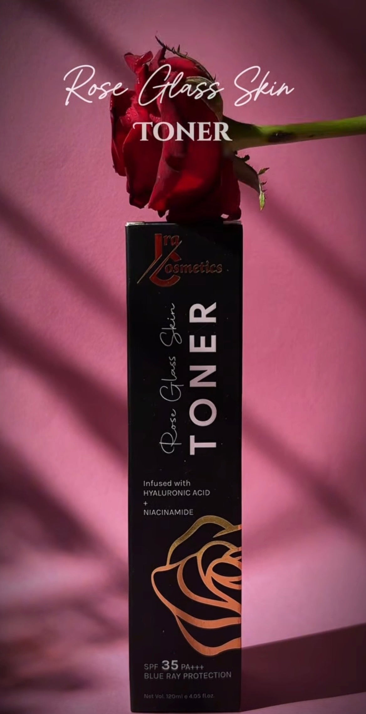 IRA Cosmetics Rose Glass Skin TONER - Infused with Hyaluronic Acid & Niacinamide