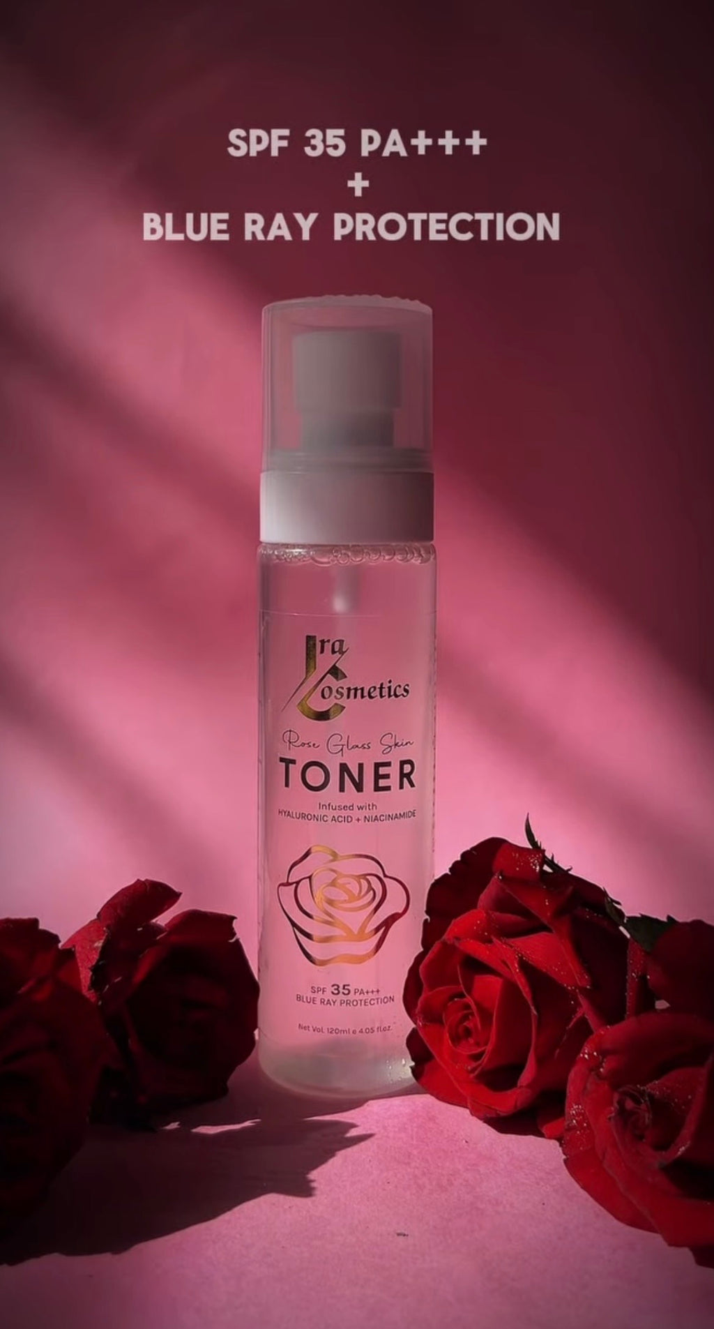 IRA Cosmetics Rose Glass Skin TONER - Infused with Hyaluronic Acid & Niacinamide