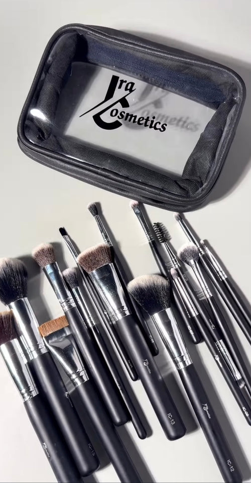 16-Piece Complete Professional Makeup Brush Set with Travel Pouch