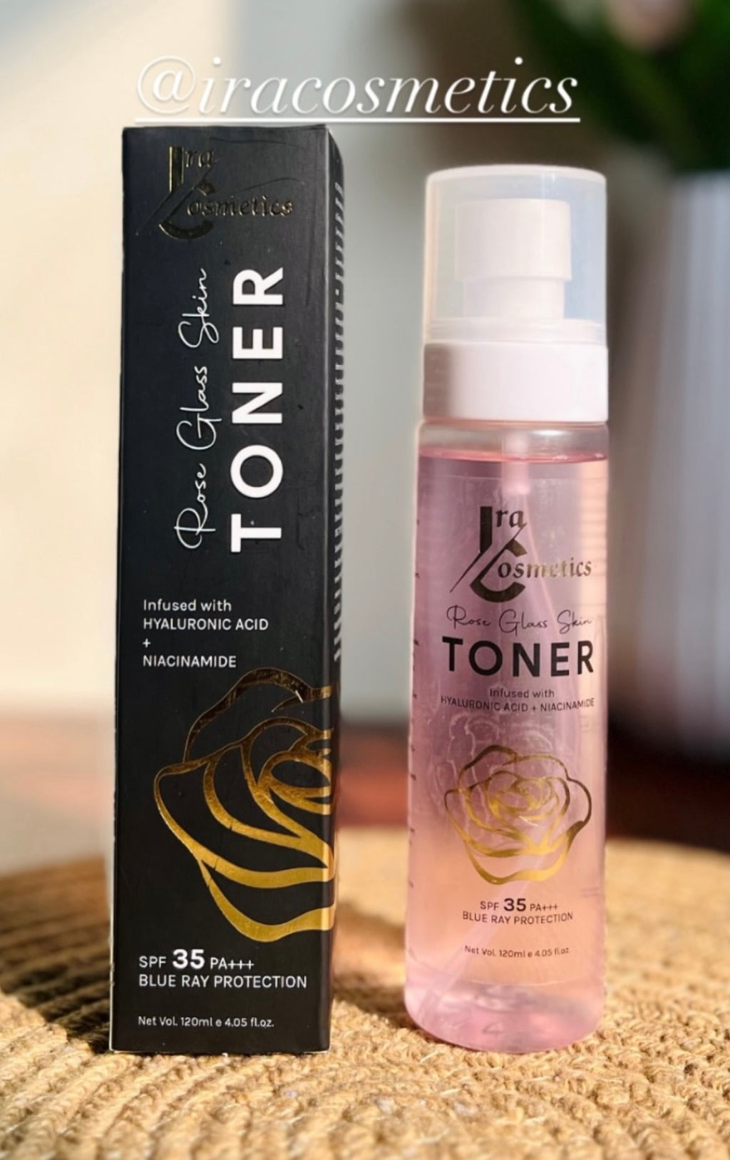IRA Cosmetics Rose Glass Skin TONER - Infused with Hyaluronic Acid & Niacinamide